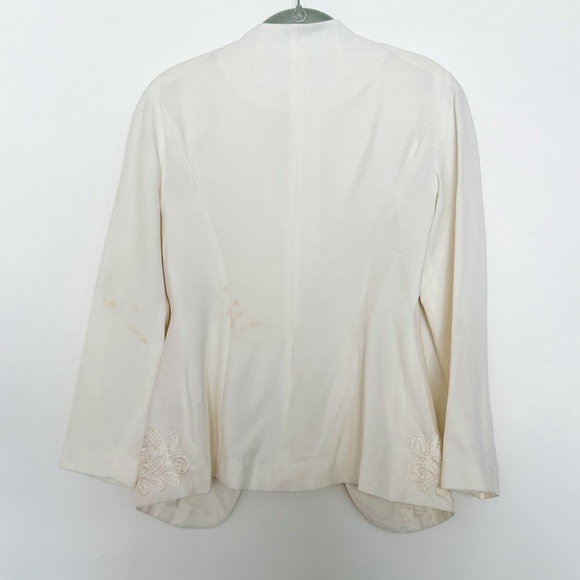 Vintage Marie St. Claire Embroidered Ivory White Cream Suit Jacket Blazer Button - Picture 6 of 7